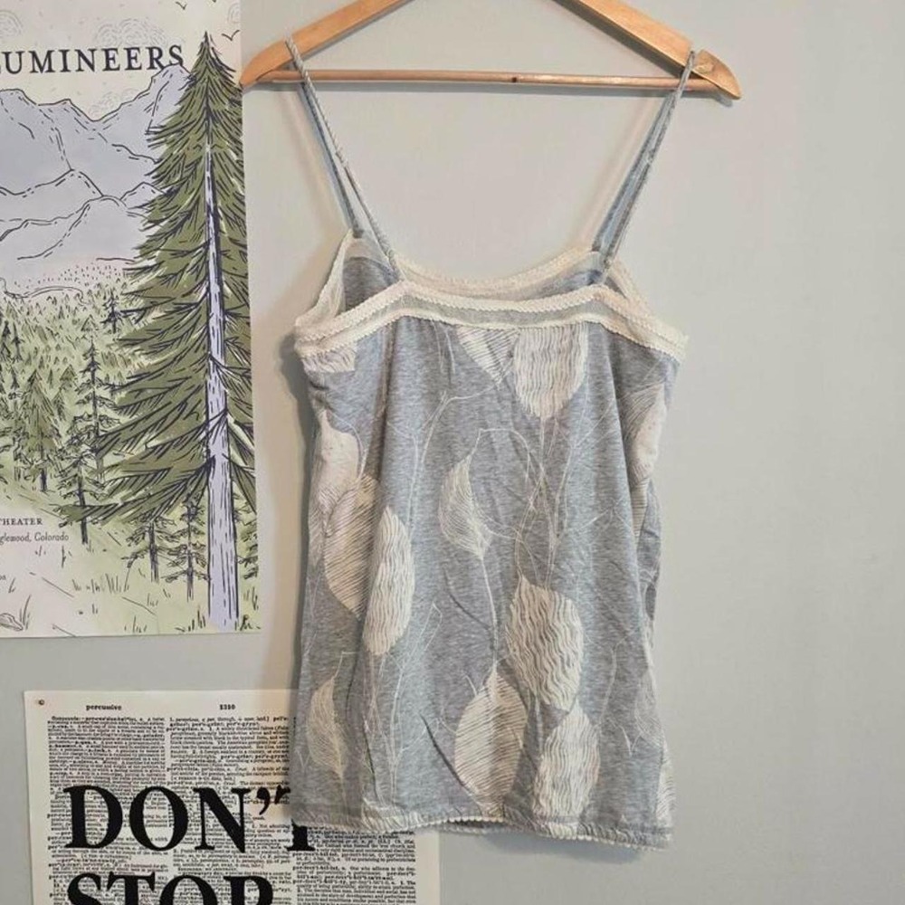 Vntg Y2K American Eagle Grey Lace Trim Tank Top - Picture 2 of 8